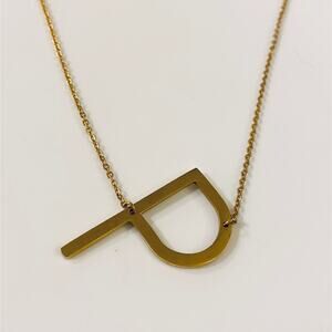 Diagonal P Gold Initial Necklace